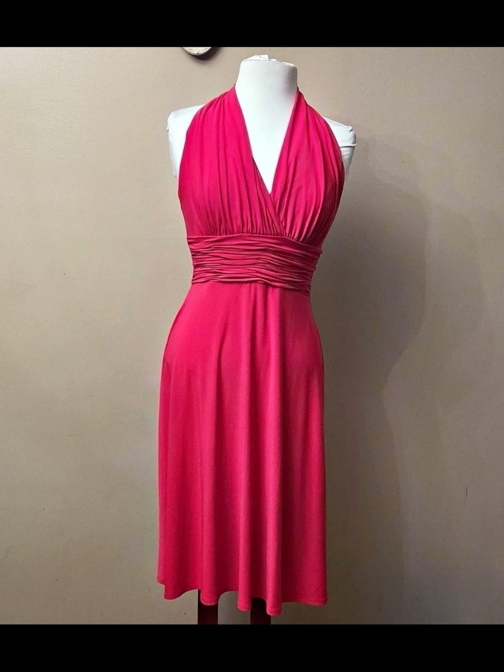 Evan Picone Red Halter Midi Dress